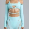Pixie Embellished Cropped Shrug in Ice Blue
