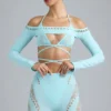 Pixie Embellished Cropped Shrug in Ice Blue