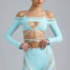 Pixie Embellished Cropped Shrug in Ice Blue