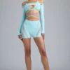 Pixie Embellished Cropped Shrug in Ice Blue