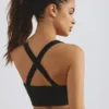Plunge Neck Define Luxe Sports Bra in Black