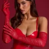 Poe Lace Gloves in Fire Red