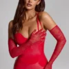 Poe Lace Gloves in Fire Red
