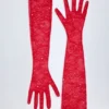 Poe Lace Gloves in Fire Red
