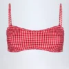 Portbou Ruffled Bandeau Bikini Top in Red Gingham