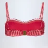 Portbou Ruffled Bandeau Bikini Top in Red Gingham