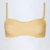 Portbou Ruffled Bandeau Bikini Top in Yellow Gingham