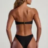 Praslin Bead-Embellished Bandeau Bikini Top in Black