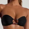 Praslin Bead-Embellished Bandeau Bikini Top in Black