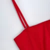 Priaska Ruffled Lace-Up Corset Playsuit in Fire Red