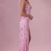 Primara Embellished Corset Maxi Dress in Candyfloss Pink