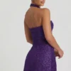 Querida Embellished Heart-Detail A-Line Micro Mini Skirt in Purple
