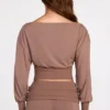 Quinn Modal Off-Shoulder Long-Sleeve Top in Mocha