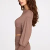 Quinn Modal Off-Shoulder Long-Sleeve Top in Mocha