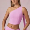 Rae Scarf-Detail One-Shoulder Top in Pink Orchid