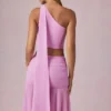 Rae Scarf-Detail One-Shoulder Top in Pink Orchid