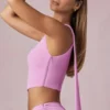 Rae Scarf-Detail One-Shoulder Top in Pink Orchid