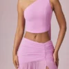 Rae Scarf-Detail One-Shoulder Top in Pink Orchid