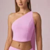 Rae Scarf-Detail One-Shoulder Top in Pink Orchid