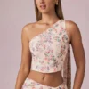 Rae Scarf-Detail One-Shoulder Top in Primrose Floral Print