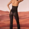 Ramona Embellished Plunge Neck Jumpsuit in Black