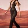Ramona Embellished Plunge Neck Jumpsuit in Black
