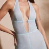 Ramona Petite Embellished Plunge Neck Jumpsuit in Aqua