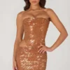 Rania Embellished Cut-Out Mini Dress in Bronze