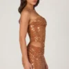 Rania Embellished Cut-Out Mini Dress in Bronze