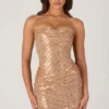 Rania Embellished Cut-Out Mini Dress in Gold