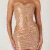 Rania Embellished Cut-Out Mini Dress in Gold