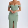 Rasine Off-Shoulder Midaxi Dress in Khaki Green
