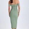 Rasine Off-Shoulder Midaxi Dress in Khaki Green