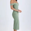 Rasine Off-Shoulder Midaxi Dress in Khaki Green
