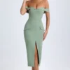 Rasine Off-Shoulder Midaxi Dress in Khaki Green