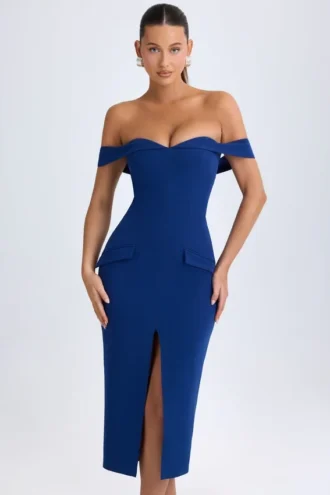 Rasine Off-Shoulder Midaxi Dress in True Navy