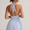 Reanna Modal Backless Halterneck Mini Dress in Light Blue