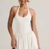 Reanna Modal Backless Halterneck Mini Dress in White