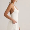 Reanna Modal Backless Halterneck Mini Dress in White