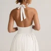 Reanna Modal Backless Halterneck Mini Dress in White