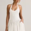 Reanna Modal Backless Halterneck Mini Dress in White