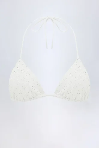 Recife Broderie Anglaise Triangle Bikini Top in White