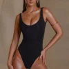 Reese Scoop Neck Bodysuit in Black