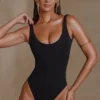 Reese Scoop Neck Bodysuit in Black