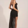 Reeva Corseted Draped Mini Dress in Black