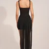 Reeva Corseted Draped Mini Dress in Black