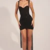 Reeva Corseted Draped Mini Dress in Black
