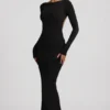 Regine Modal Ruched Backless Maxi Dress in Black