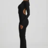 Regine Modal Ruched Backless Maxi Dress in Black