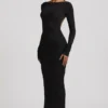 Regine Modal Ruched Backless Maxi Dress in Black